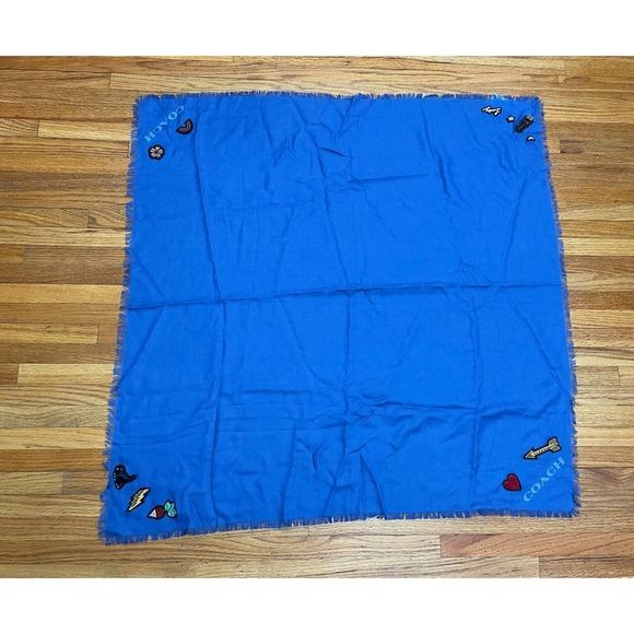 Coach wool square patches shawl/ scarf - Picture 1 of 12